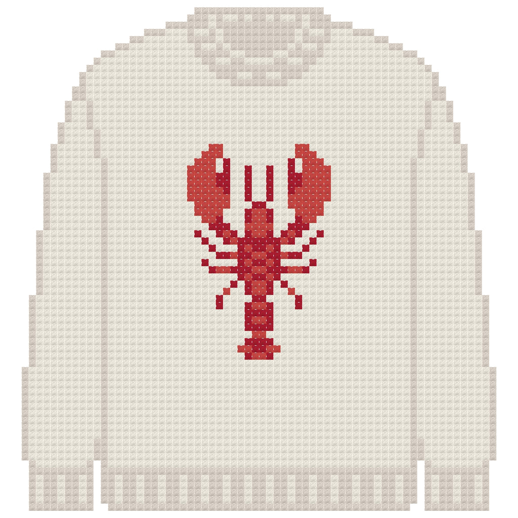 DIY Needlepoint Lobster Sweater (Cream) Pattern | Digital Chart for Painting Your Own Canvas | Easy Needlepoint PDF | Instant Download | 18 Mesh