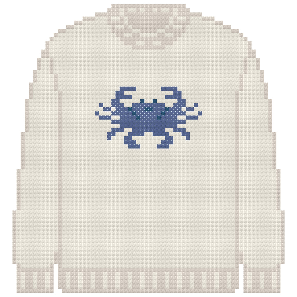 DIY Needlepoint Crab Sweater (Cream) Pattern | Digital Chart for Painting Your Own Canvas | Easy Needlepoint PDF | Instant Download | 18 Mesh