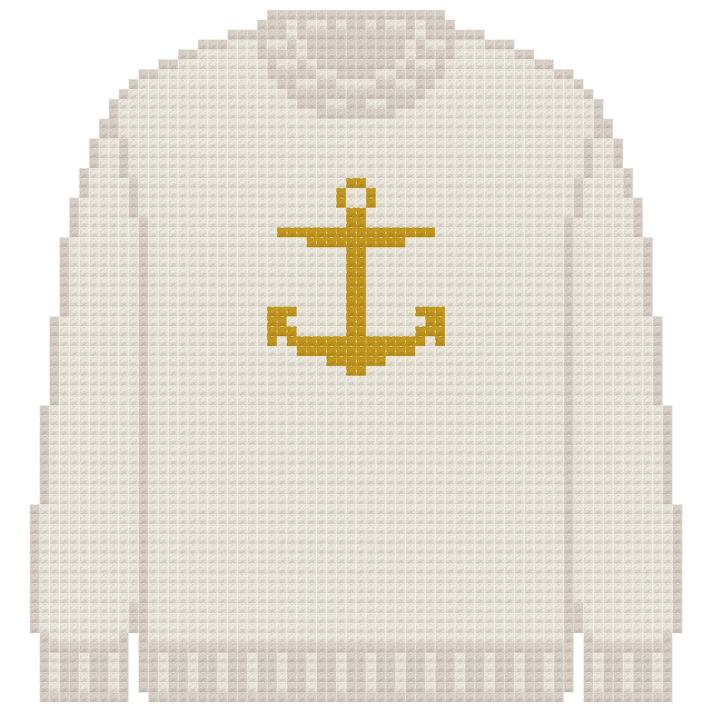 DIY Needlepoint Anchor Sweater (Cream) Pattern | Digital Chart for Painting Your Own Canvas | Easy Needlepoint PDF | Instant Download | 18 Mesh