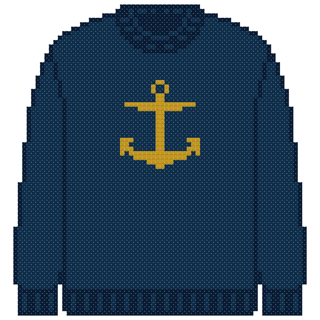 DIY Needlepoint Anchor Sweater (Navy) Pattern | Digital Chart for Painting Your Own Canvas | Easy Needlepoint PDF | Instant Download | 18 Mesh
