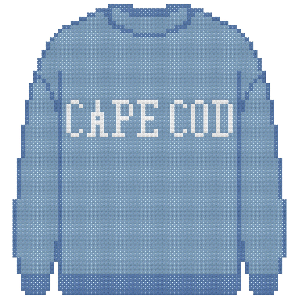 DIY Needlepoint Cape Cod Sweatshirt (Blue) Pattern | Digital Chart for Painting Your Own Canvas | Easy Needlepoint PDF | Instant Download | 18 Mesh