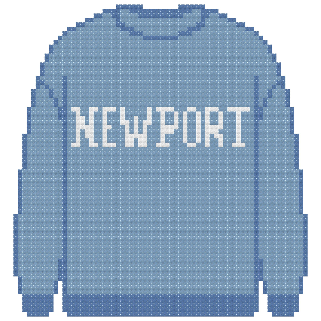 DIY Needlepoint Newport Sweatshirt (Blue) Pattern | Digital Chart for Painting Your Own Canvas | Easy Needlepoint PDF | Instant Download | 18 Mesh