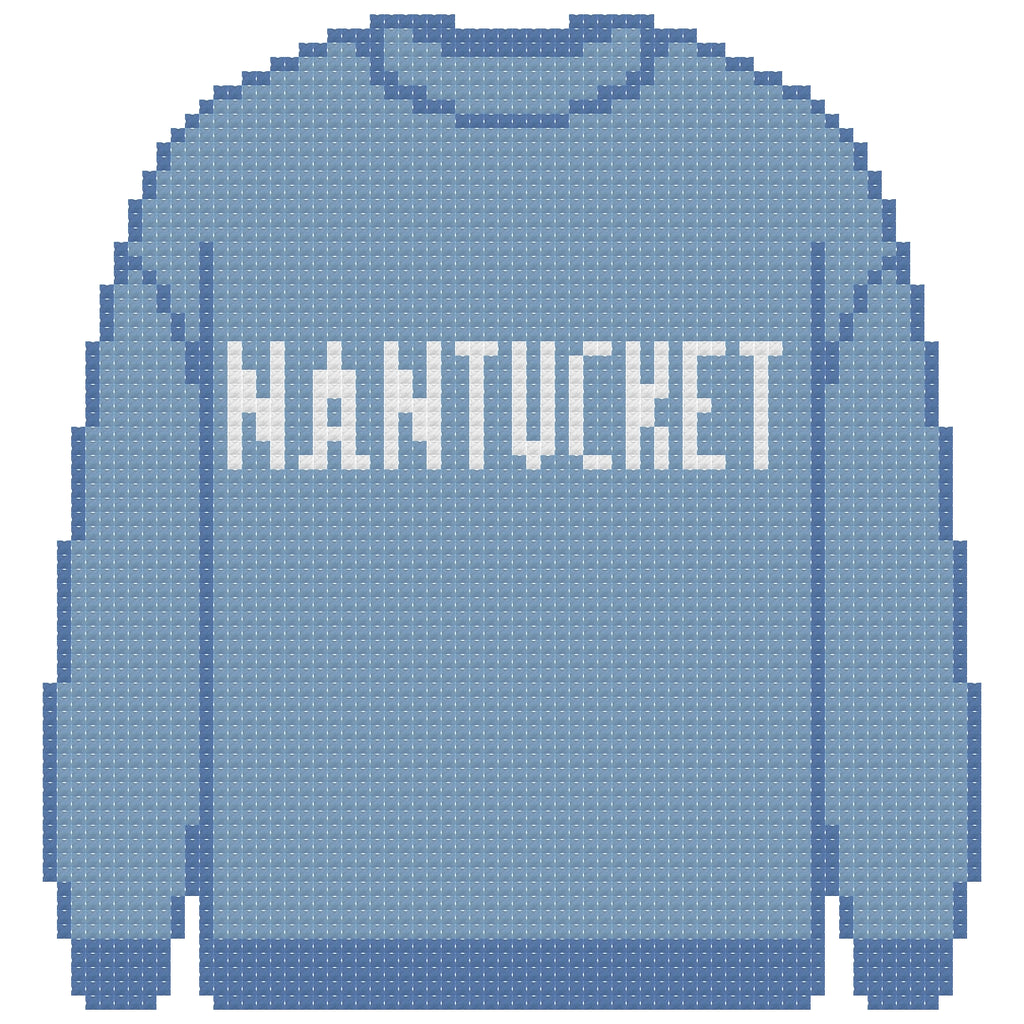 DIY Needlepoint Nantucket Sweatshirt (Blue) Pattern | Digital Chart for Painting Your Own Canvas | Easy Needlepoint PDF | Instant Download | 18 Mesh