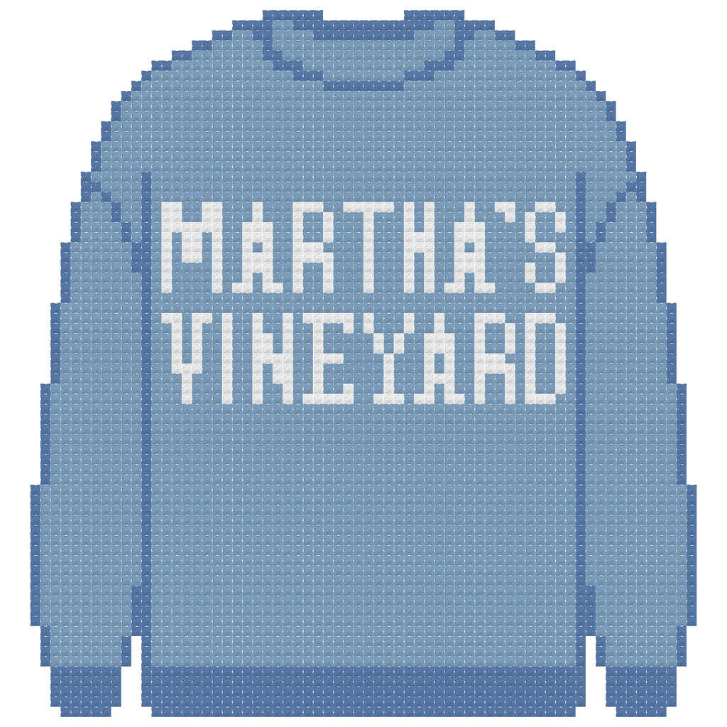 DIY Needlepoint Martha's Vineyard Sweatshirt (Blue) Pattern | Digital Chart for Painting Your Own Canvas | Easy Needlepoint PDF | Instant Download | 18 Mesh