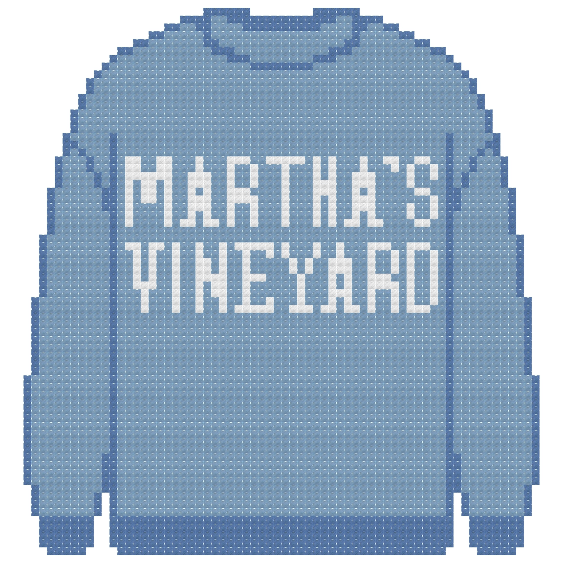 DIY Needlepoint Martha's Vineyard Sweatshirt (Blue) Pattern | Digital Chart for Painting Your Own Canvas | Easy Needlepoint PDF | Instant Download | 18 Mesh