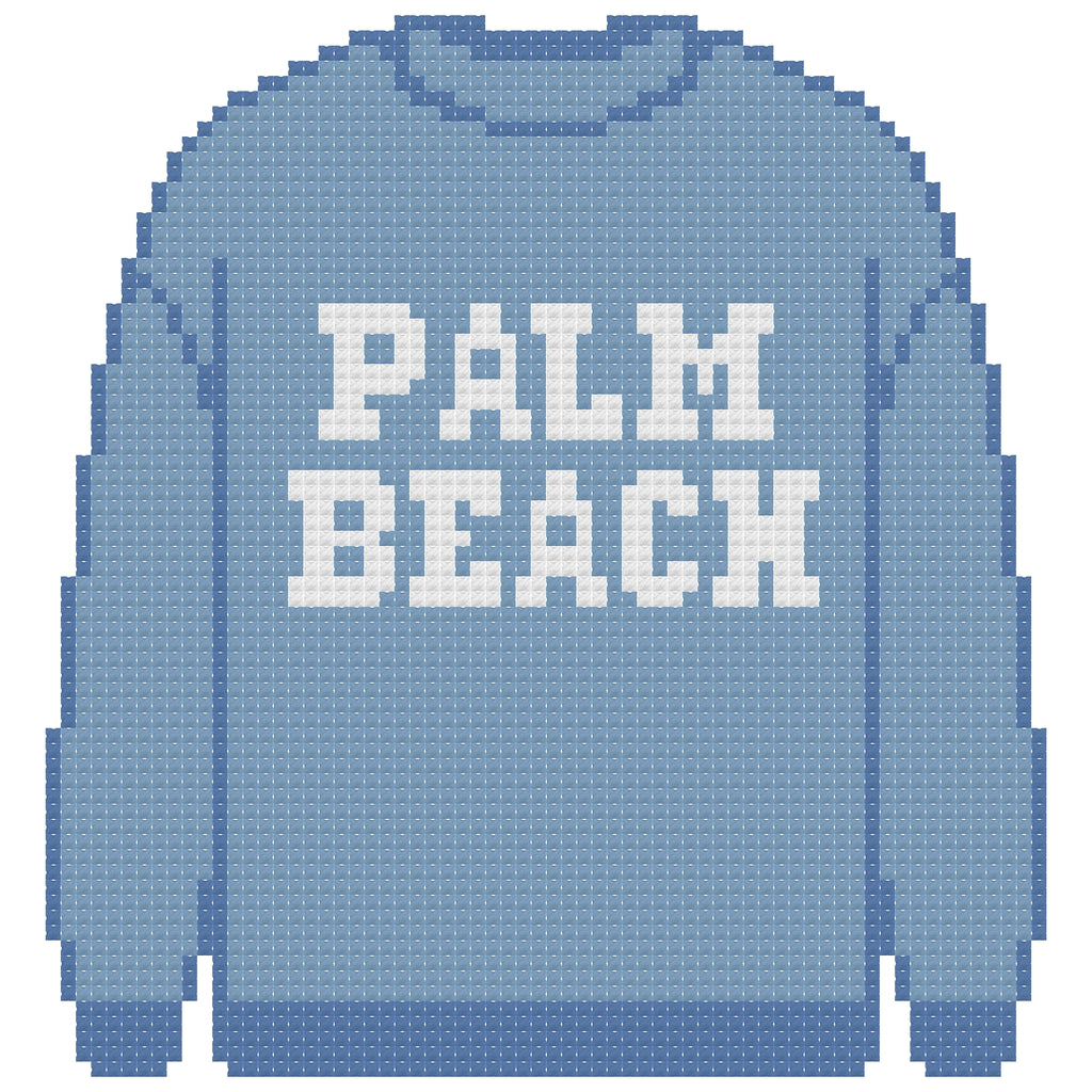 DIY Needlepoint Palm Beach Sweatshirt (Blue) Pattern | Digital Chart for Painting Your Own Canvas | Easy Needlepoint PDF | Instant Download | 18 Mesh
