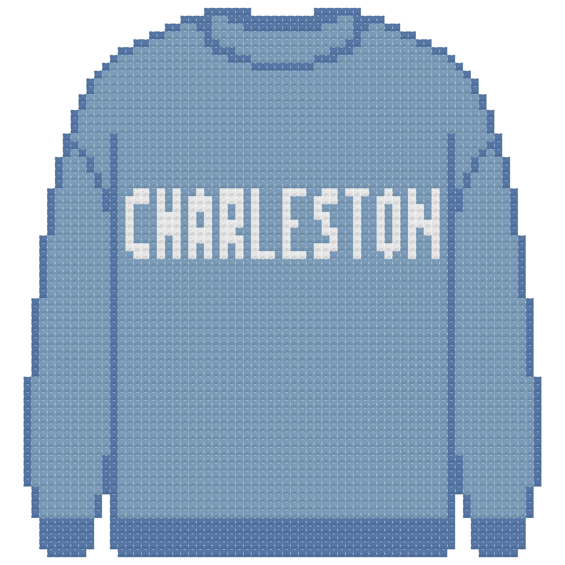 DIY Needlepoint Charleston Sweatshirt (Blue) Pattern | Digital Chart for Painting Your Own Canvas | Easy Needlepoint PDF | Instant Download | 18 Mesh