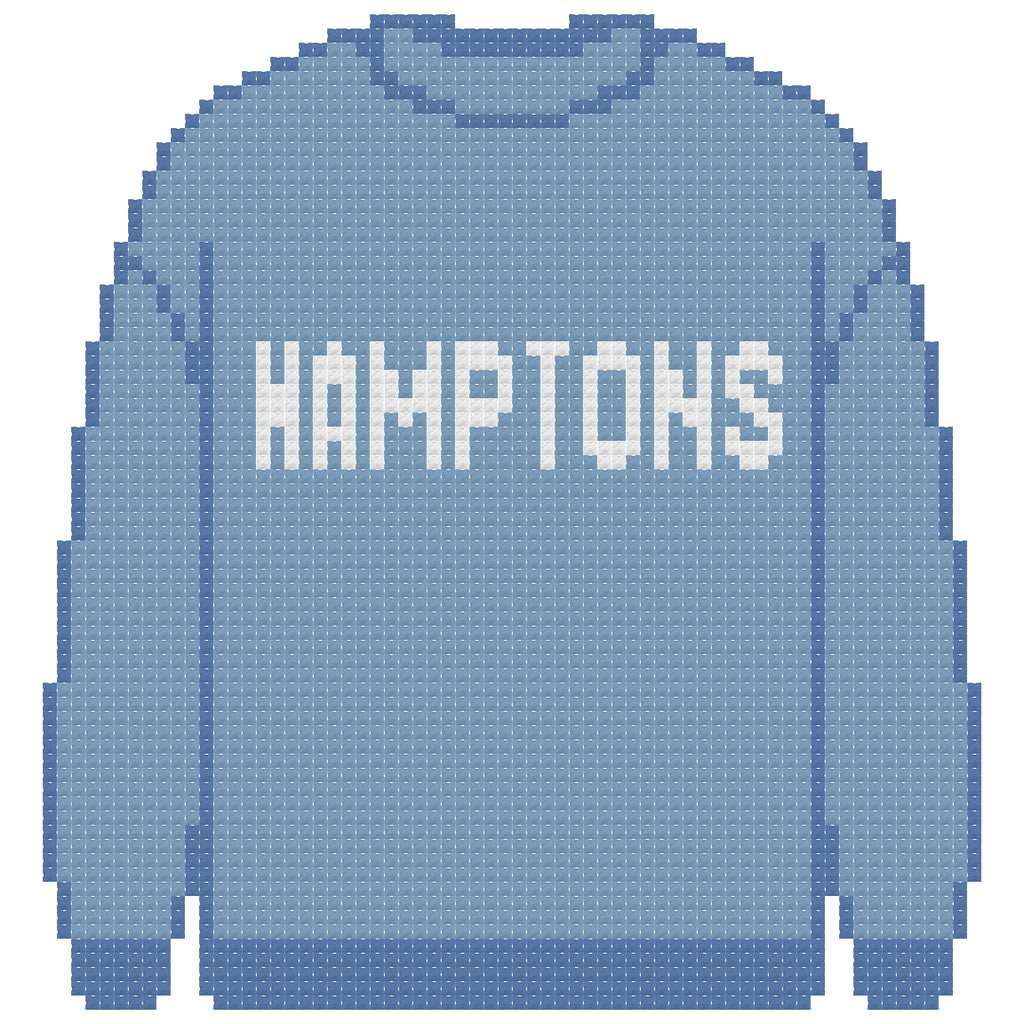 DIY Needlepoint Hamptons Sweatshirt (Blue) Pattern | Digital Chart for Painting Your Own Canvas | Easy Needlepoint PDF | Instant Download | 18 Mesh