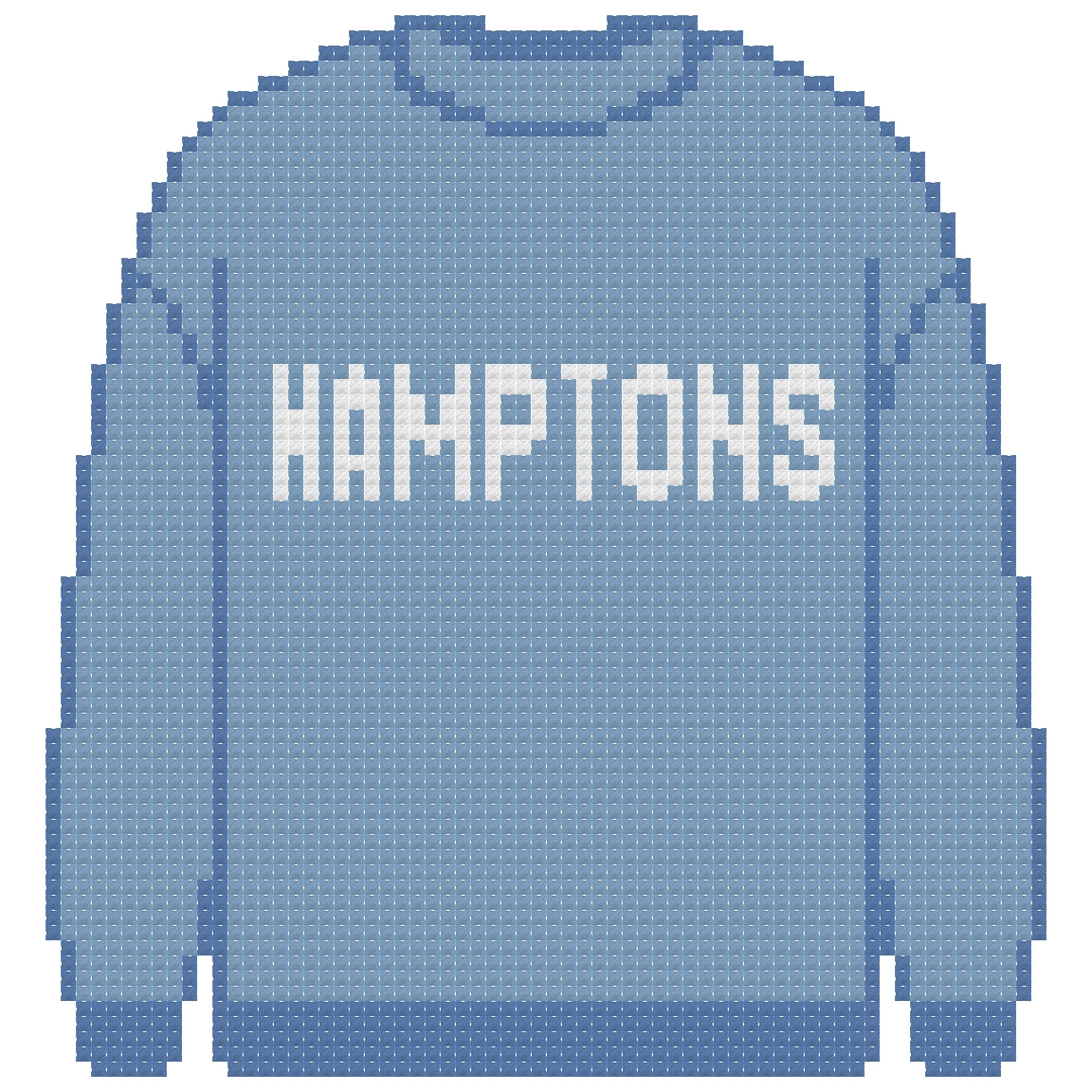 DIY Needlepoint Hamptons Sweatshirt (Blue) Pattern | Digital Chart for Painting Your Own Canvas | Easy Needlepoint PDF | Instant Download | 18 Mesh