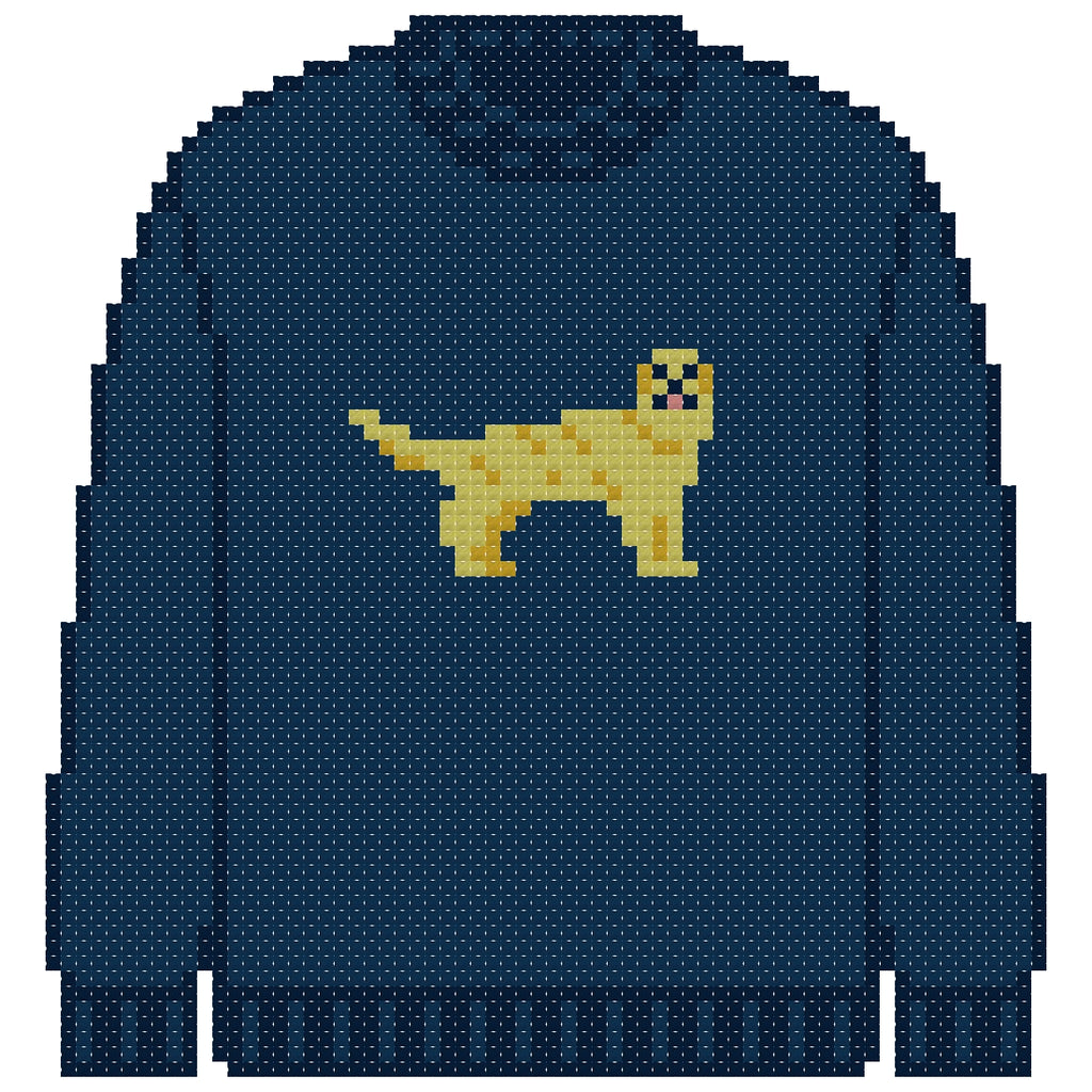 DIY Needlepoint Golden Retriever Sweater (Navy) Pattern | Digital Chart for Painting Your Own Canvas | Easy Needlepoint PDF | Instant Download | 18 Mesh