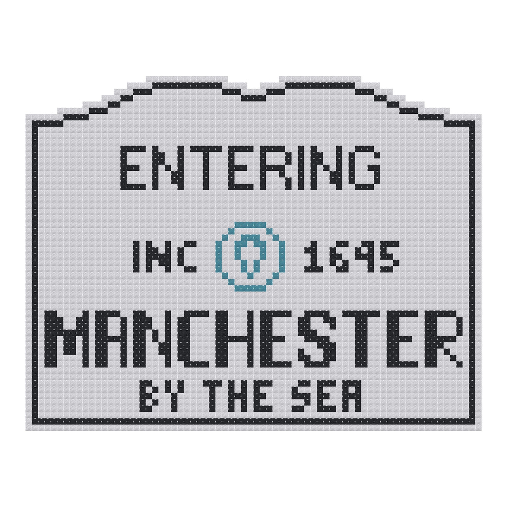 DIY Needlepoint MA Welcome Sign - Manchester by the Sea Pattern | Digital Chart for Painting Your Own Canvas | Easy Needlepoint PDF | Instant Download | 18 Mesh