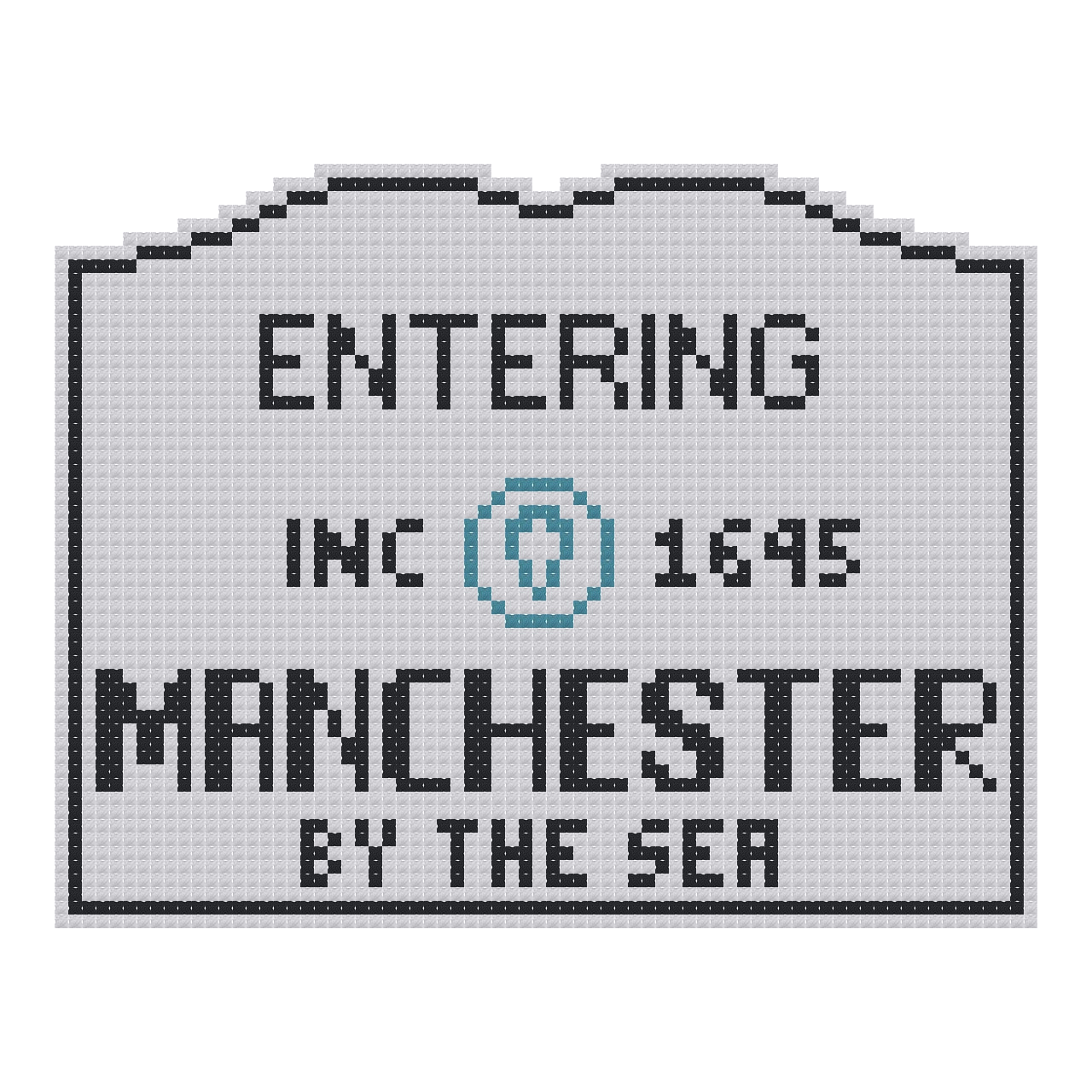 DIY Needlepoint MA Welcome Sign - Manchester by the Sea Pattern | Digital Chart for Painting Your Own Canvas | Easy Needlepoint PDF | Instant Download | 18 Mesh