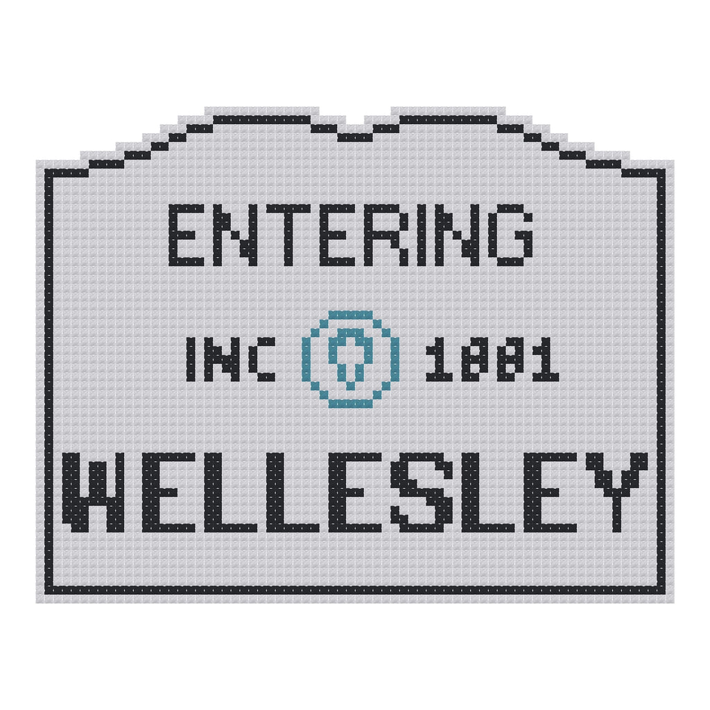 DIY Needlepoint MA Welcome Sign - Wellesley Pattern | Digital Chart for Painting Your Own Canvas | Easy Needlepoint PDF | Instant Download | 18 Mesh
