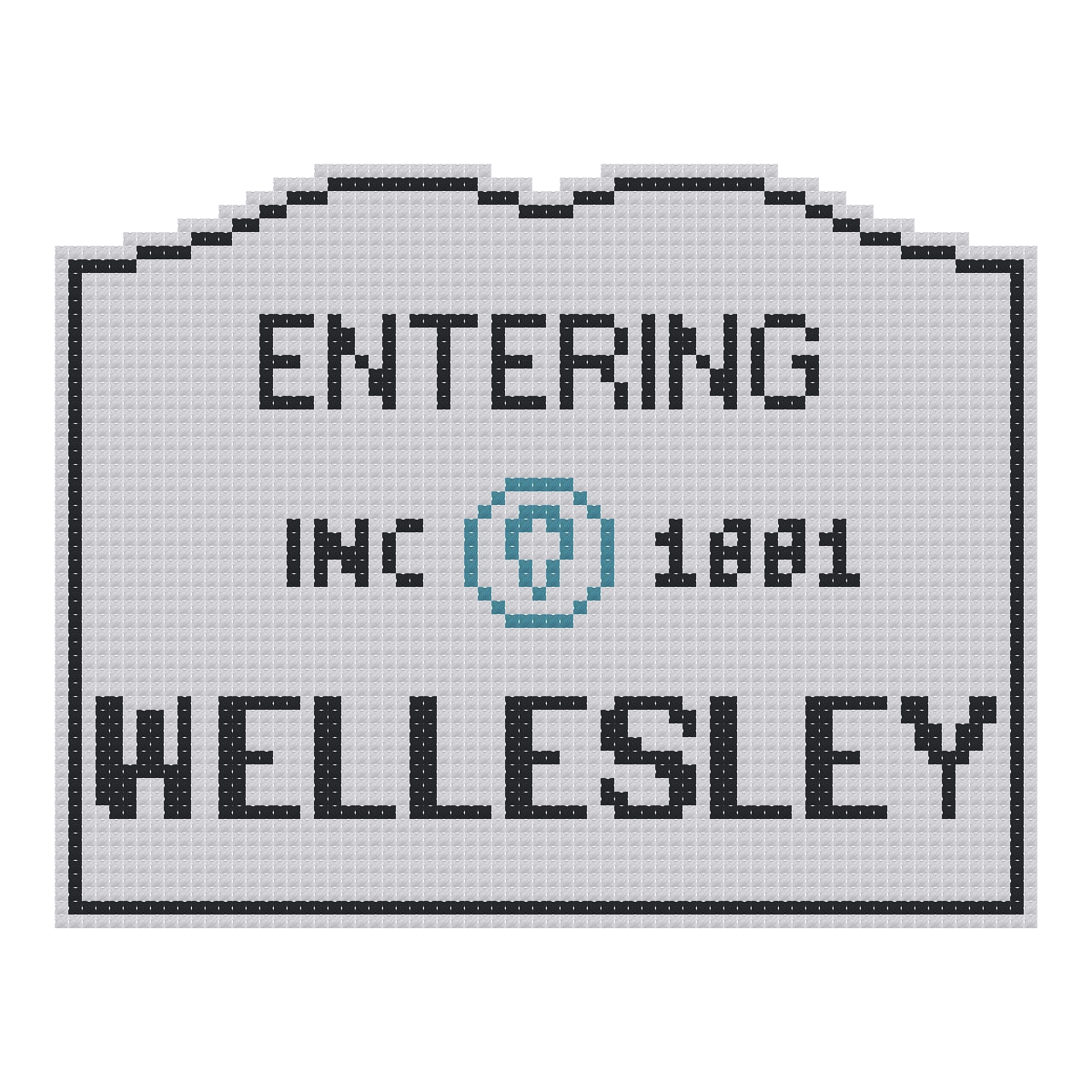 DIY Needlepoint MA Welcome Sign - Wellesley Pattern | Digital Chart for Painting Your Own Canvas | Easy Needlepoint PDF | Instant Download | 18 Mesh