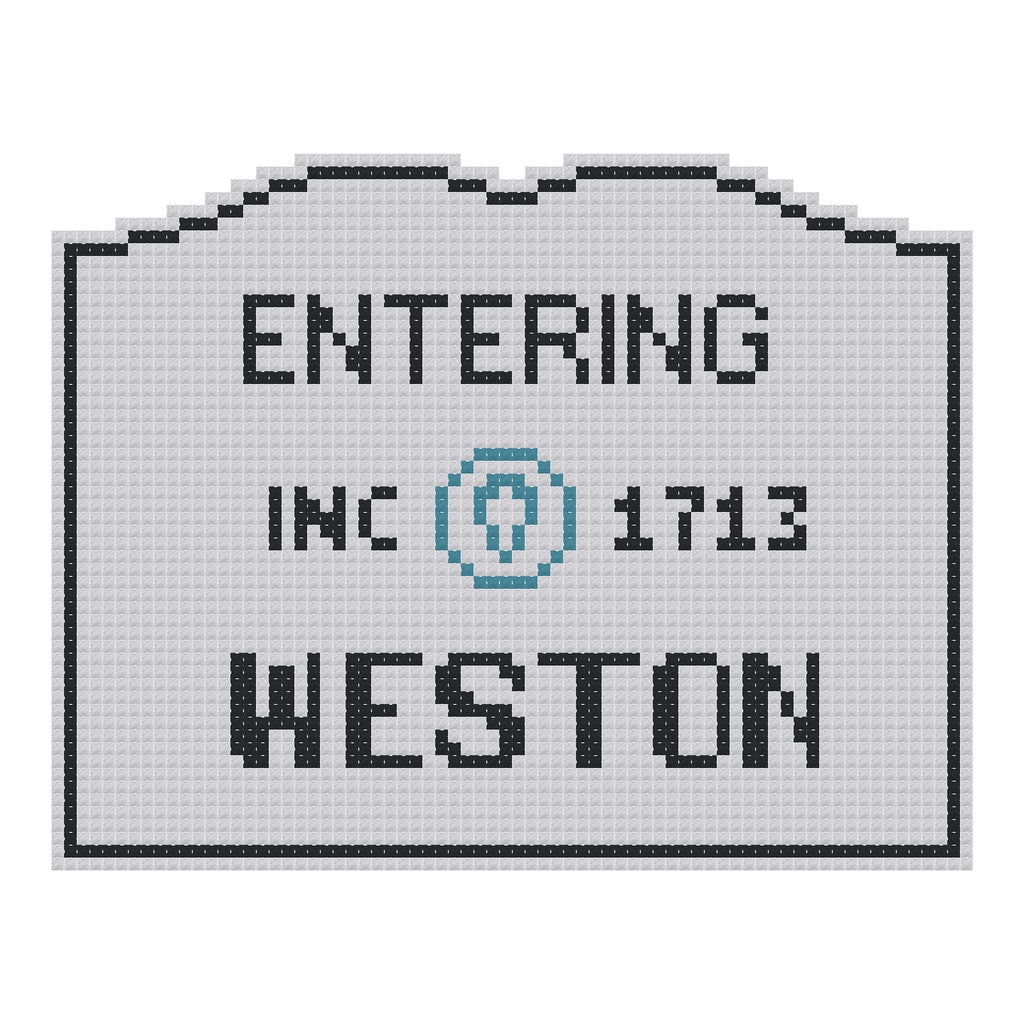 DIY Needlepoint MA Welcome Sign - Weston Pattern | Digital Chart for Painting Your Own Canvas | Easy Needlepoint PDF | Instant Download | 18 Mesh