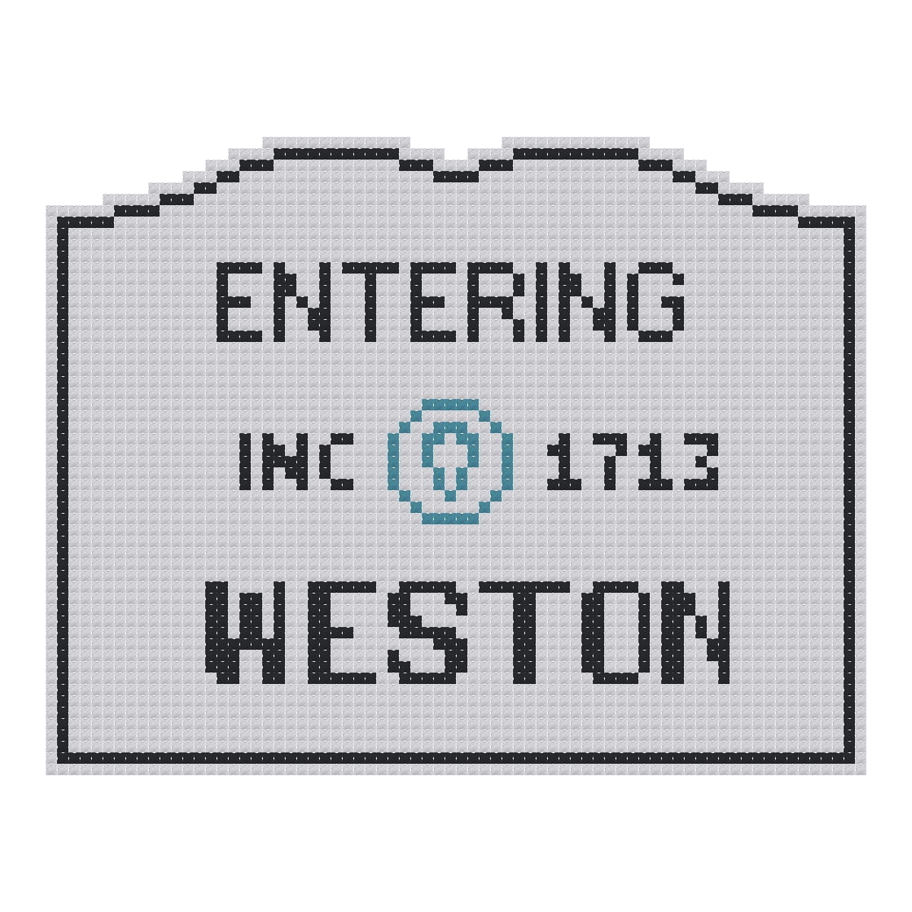DIY Needlepoint MA Welcome Sign - Weston Pattern | Digital Chart for Painting Your Own Canvas | Easy Needlepoint PDF | Instant Download | 18 Mesh