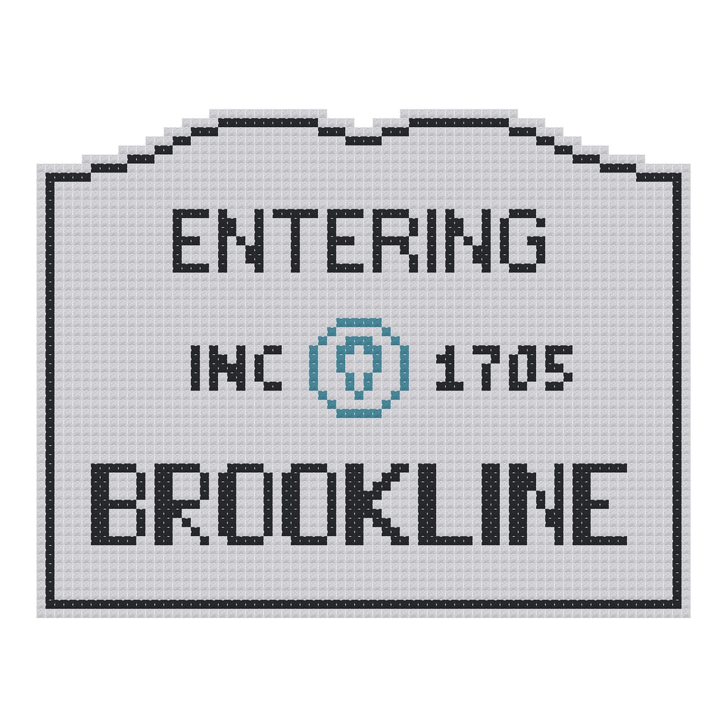 DIY Needlepoint MA Welcome Sign - Brookline Pattern | Digital Chart for Painting Your Own Canvas | Easy Needlepoint PDF | Instant Download | 18 Mesh