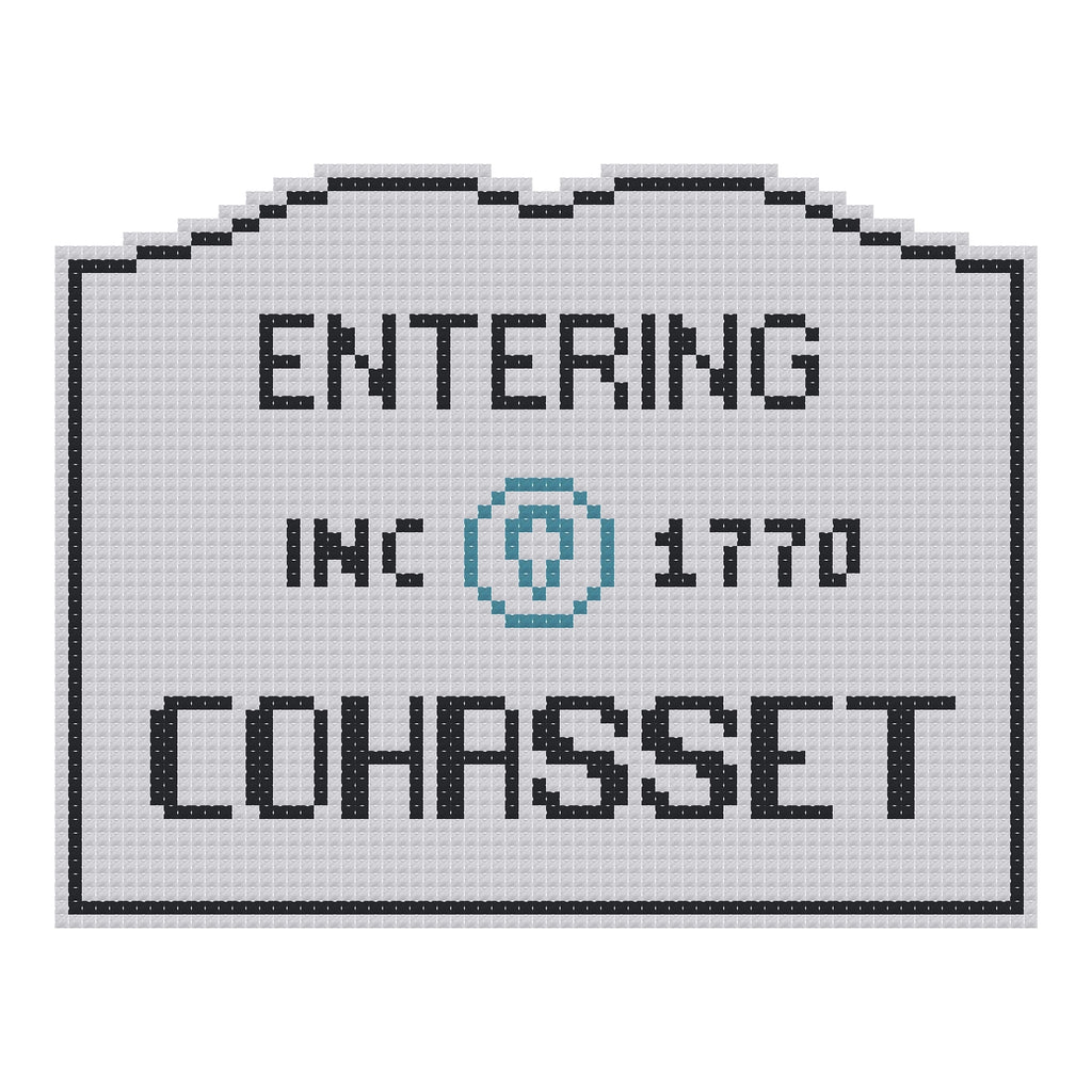 DIY Needlepoint MA Welcome Sign - Cohasset Pattern | Digital Chart for Painting Your Own Canvas | Easy Needlepoint PDF | Instant Download | 18 Mesh