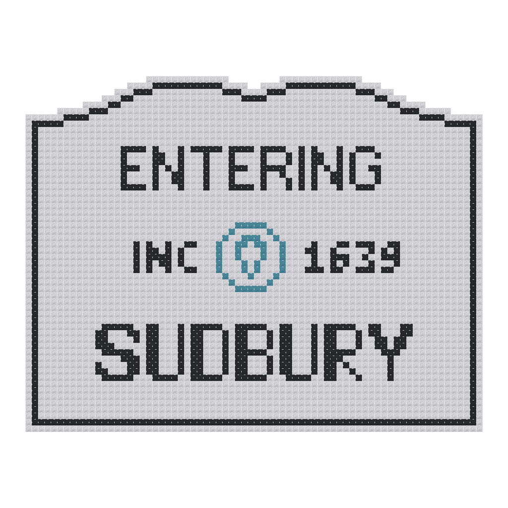 DIY Needlepoint MA Welcome Sign - Sudbury Pattern | Digital Chart for Painting Your Own Canvas | Easy Needlepoint PDF | Instant Download | 18 Mesh