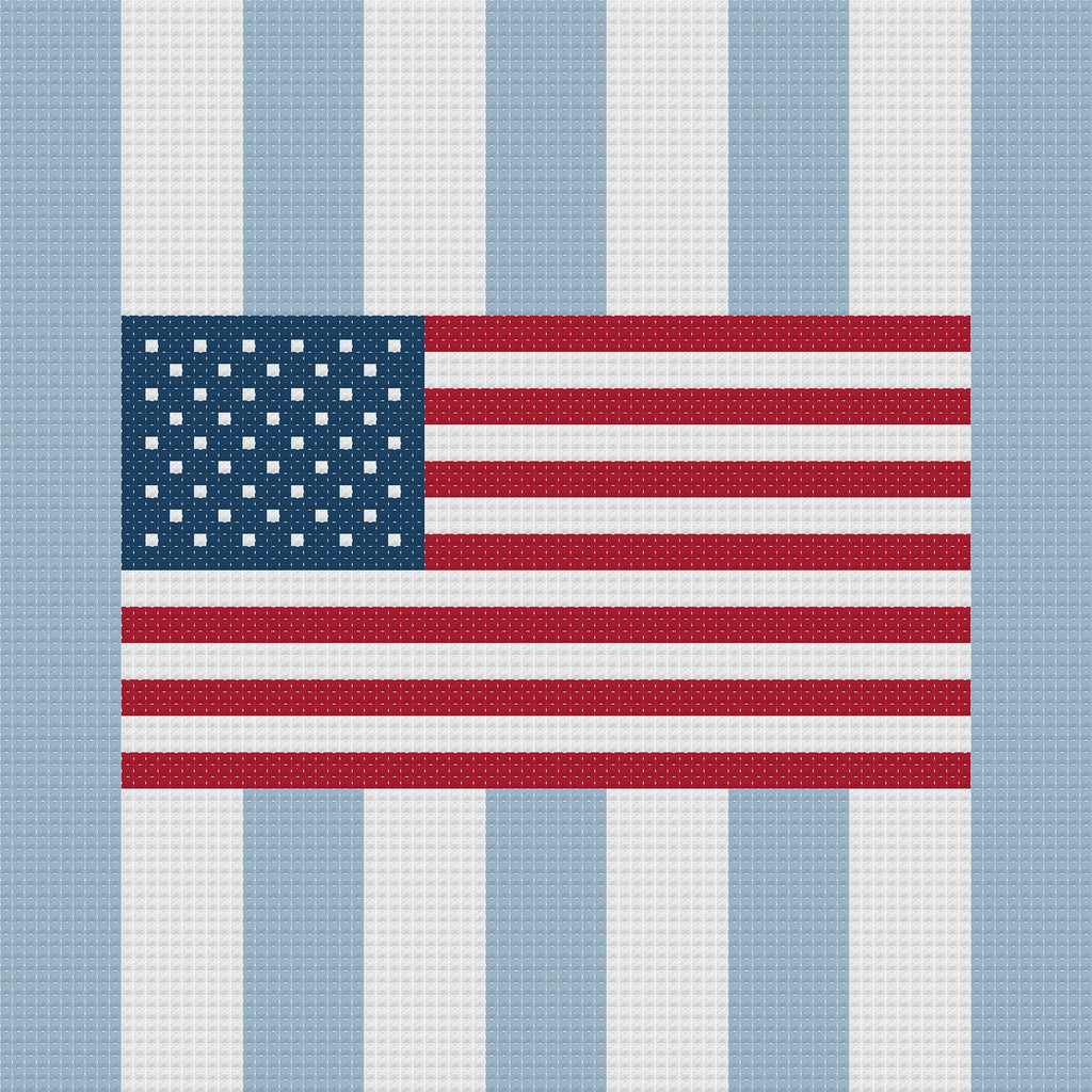 DIY Needlepoint USA Flag on Stripes | Digital Chart for Painting Your Own Canvas | Easy Needlepoint PDF | Instant Download | 18 Mesh