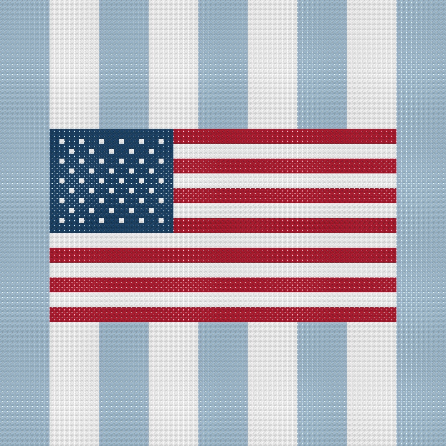 DIY Needlepoint USA Flag on Stripes | Digital Chart for Painting Your Own Canvas | Easy Needlepoint PDF | Instant Download | 18 Mesh