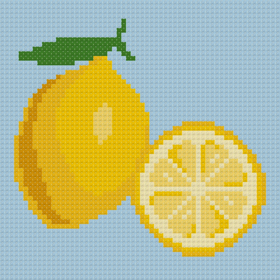 DIY Needlepoint Lemon on Blue | Digital Chart for Painting Your Own Canvas | Easy Needlepoint PDF | Instant Download | 18 Mesh