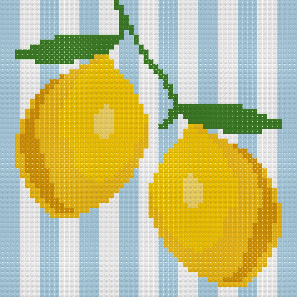 DIY Needlepoint Lemon on Stripes | Digital Chart for Painting Your Own Canvas | Easy Needlepoint PDF | Instant Download | 18 Mesh