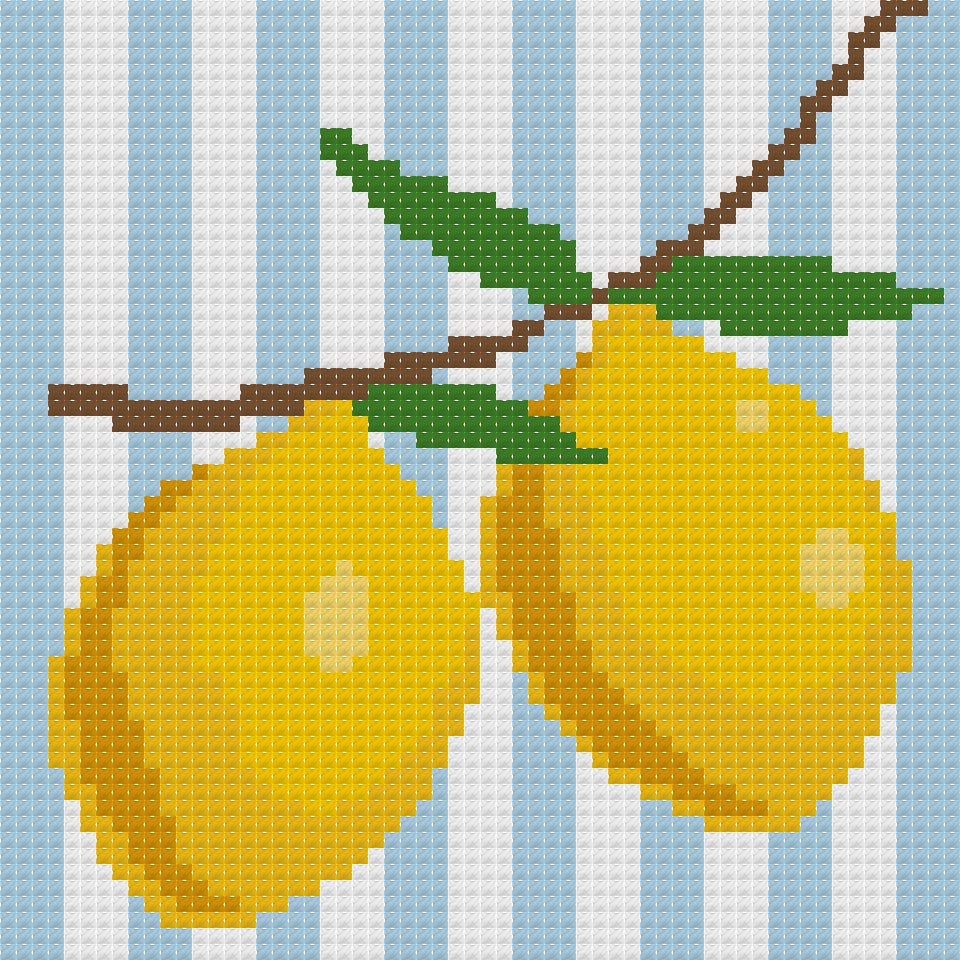 DIY Needlepoint Lemon on Stripes | Digital Chart for Painting Your Own Canvas | Easy Needlepoint PDF | Instant Download | 18 Mesh