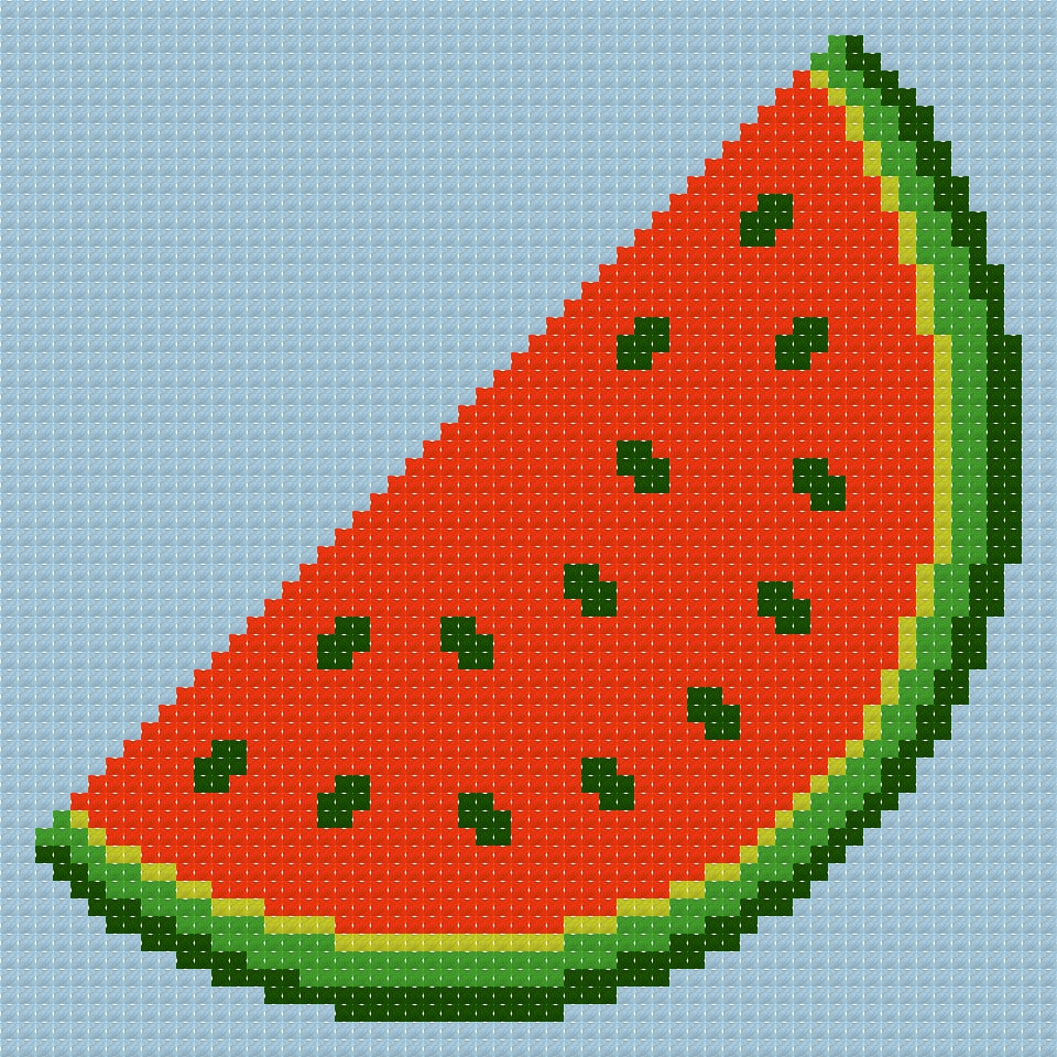 DIY Needlepoint Single Watermelon Slice on Blue | Digital Chart for Painting Your Own Canvas | Easy Needlepoint PDF | Instant Download | 18 Mesh