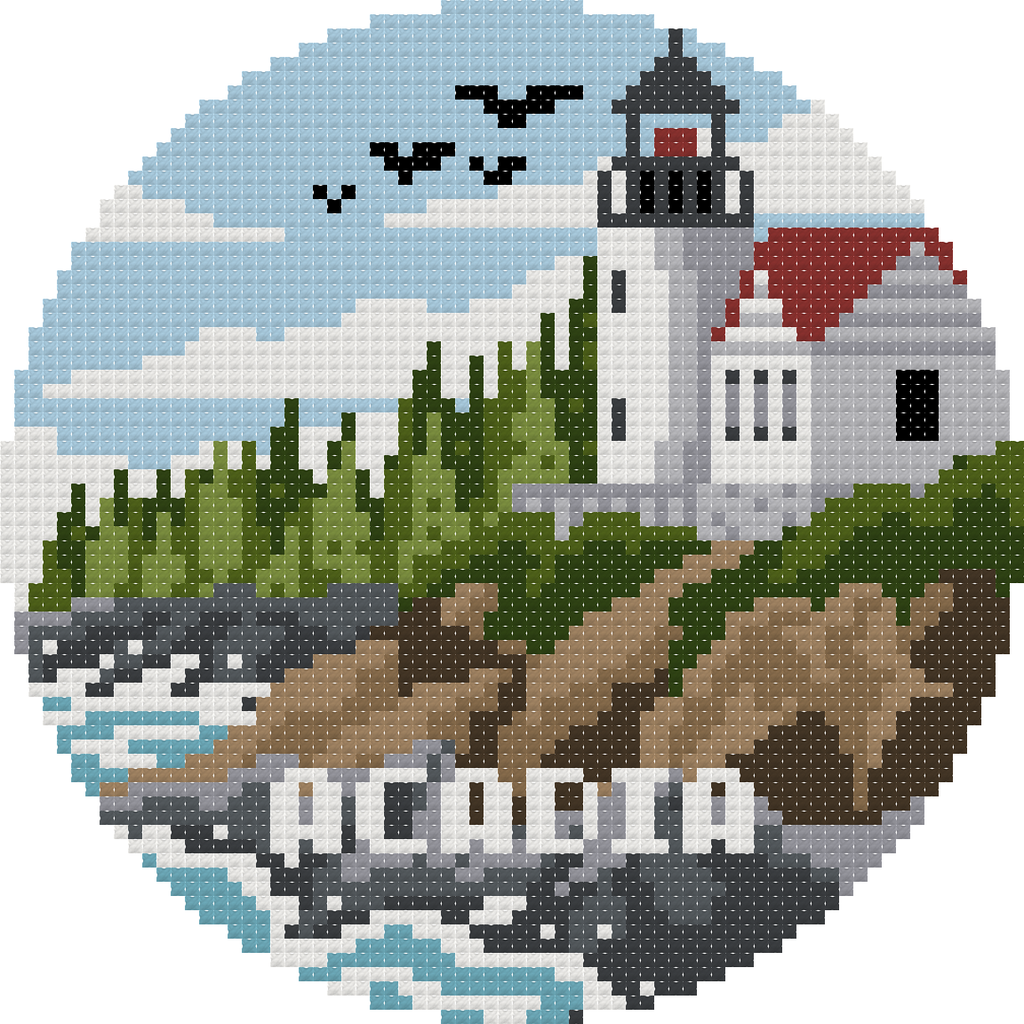 DIY Needlepoint US National Park Acadia Ornament | Digital Chart for Painting Your Own Canvas | Easy Needlepoint PDF | Instant Download | 18 Mesh