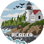 DIY Needlepoint US National Park Acadia Ornament | Digital Chart for Painting Your Own Canvas | Easy Needlepoint PDF | Instant Download | 18 Mesh