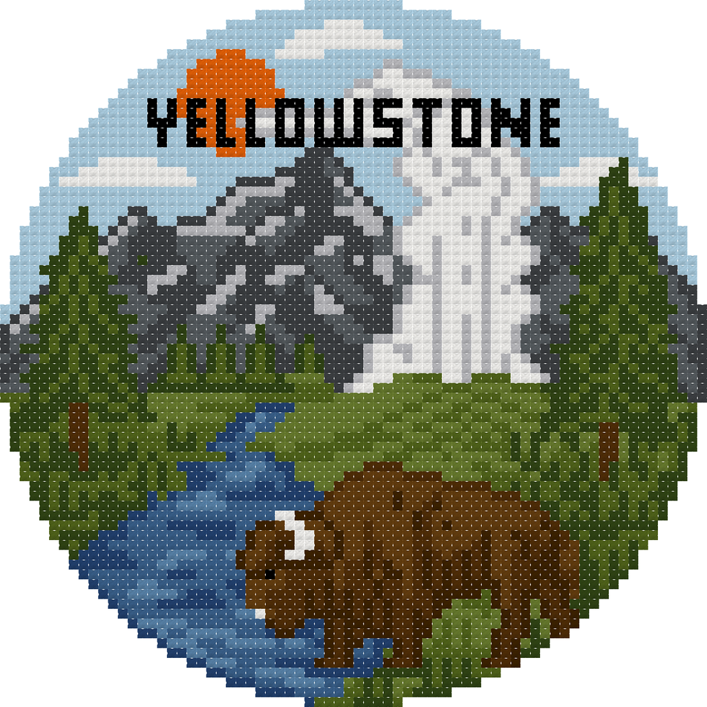 DIY Needlepoint US National Park Yellowstone Ornament | Digital Chart for Painting Your Own Canvas | Easy Needlepoint PDF | Instant Download | 18 Mesh
