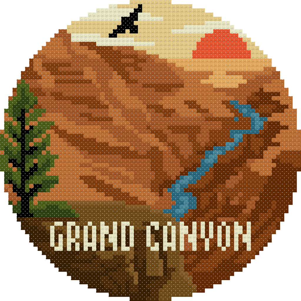 DIY Needlepoint US National Park Grand Canyon Ornament | Digital Chart for Painting Your Own Canvas | Easy Needlepoint PDF | Instant Download | 18 Mesh