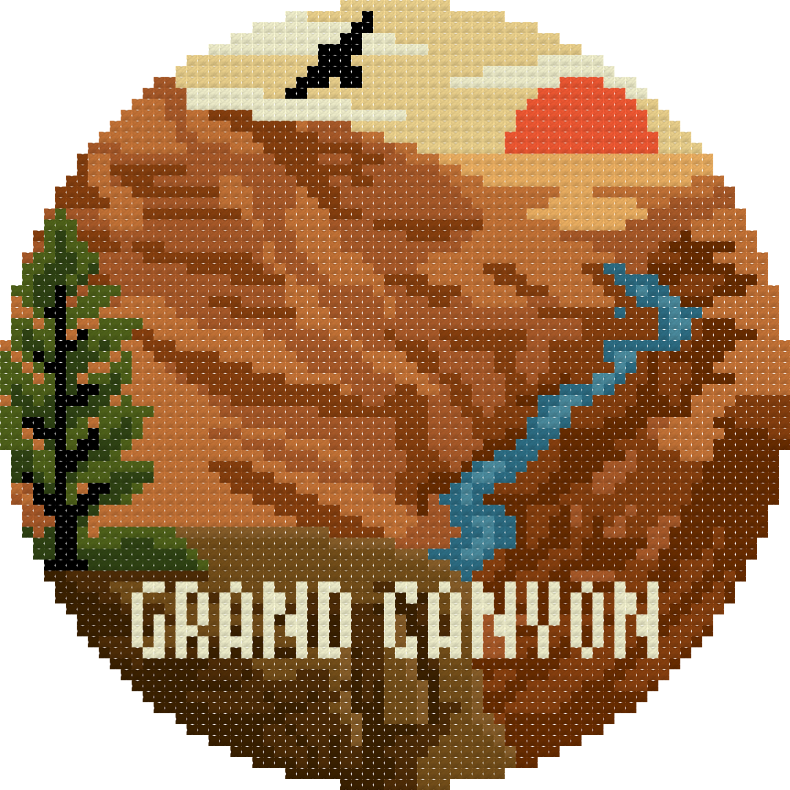 DIY Needlepoint US National Park Grand Canyon Ornament | Digital Chart for Painting Your Own Canvas | Easy Needlepoint PDF | Instant Download | 18 Mesh