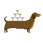 DIY Needlepoint Weiner Dog (Dachshund) with Champagne Tower On Back | Digital Chart for Painting Your Own Canvas | Easy Needlepoint PDF | Instant Download | 18 Mesh
