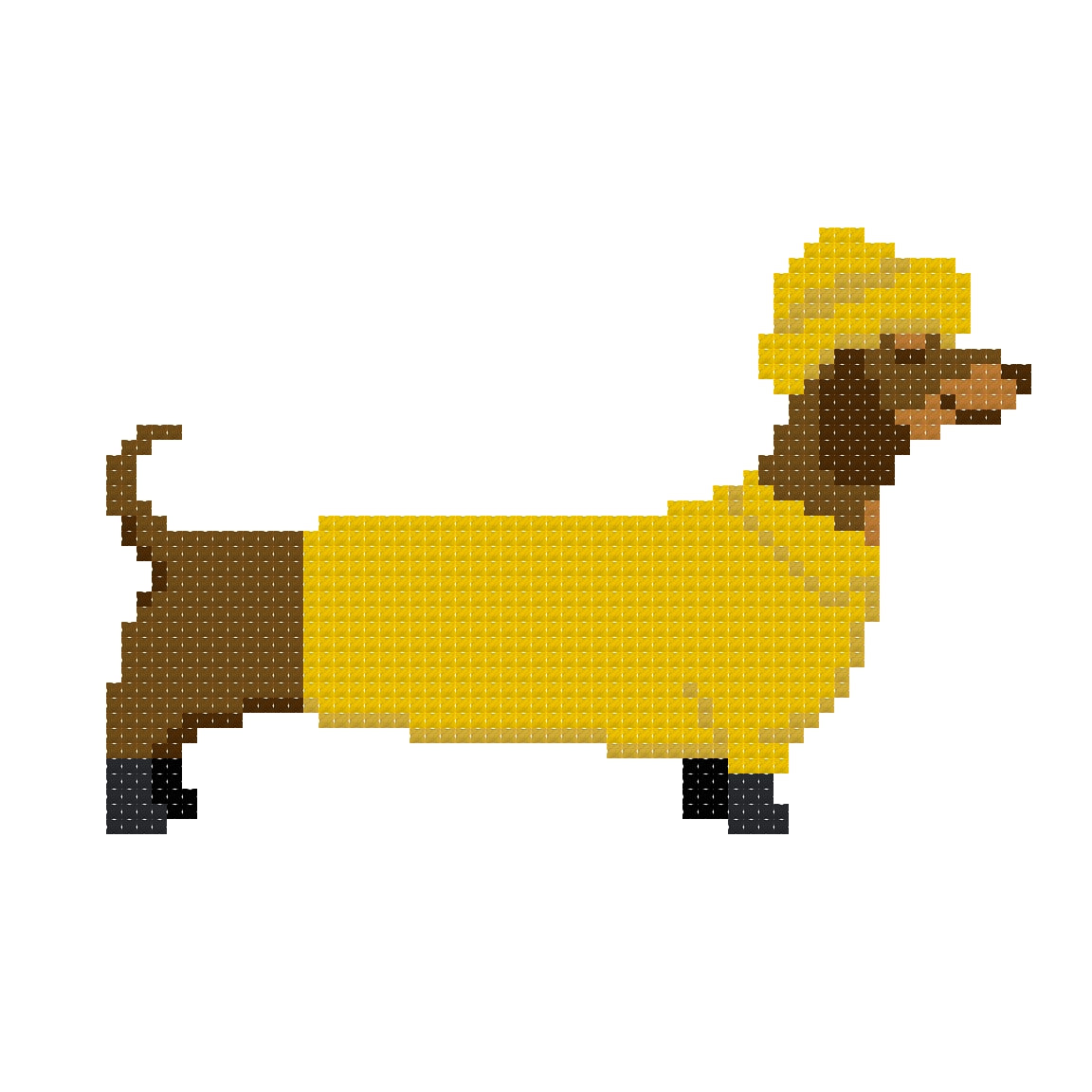 DIY Needlepoint Weiner Dog (Dachshund) in Yellow Jacket | Digital Chart for Painting Your Own Canvas | Easy Needlepoint PDF | Instant Download | 18 Mesh