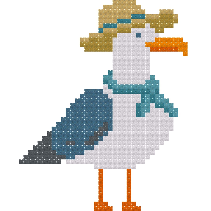 Seagull with Hat and Scarf