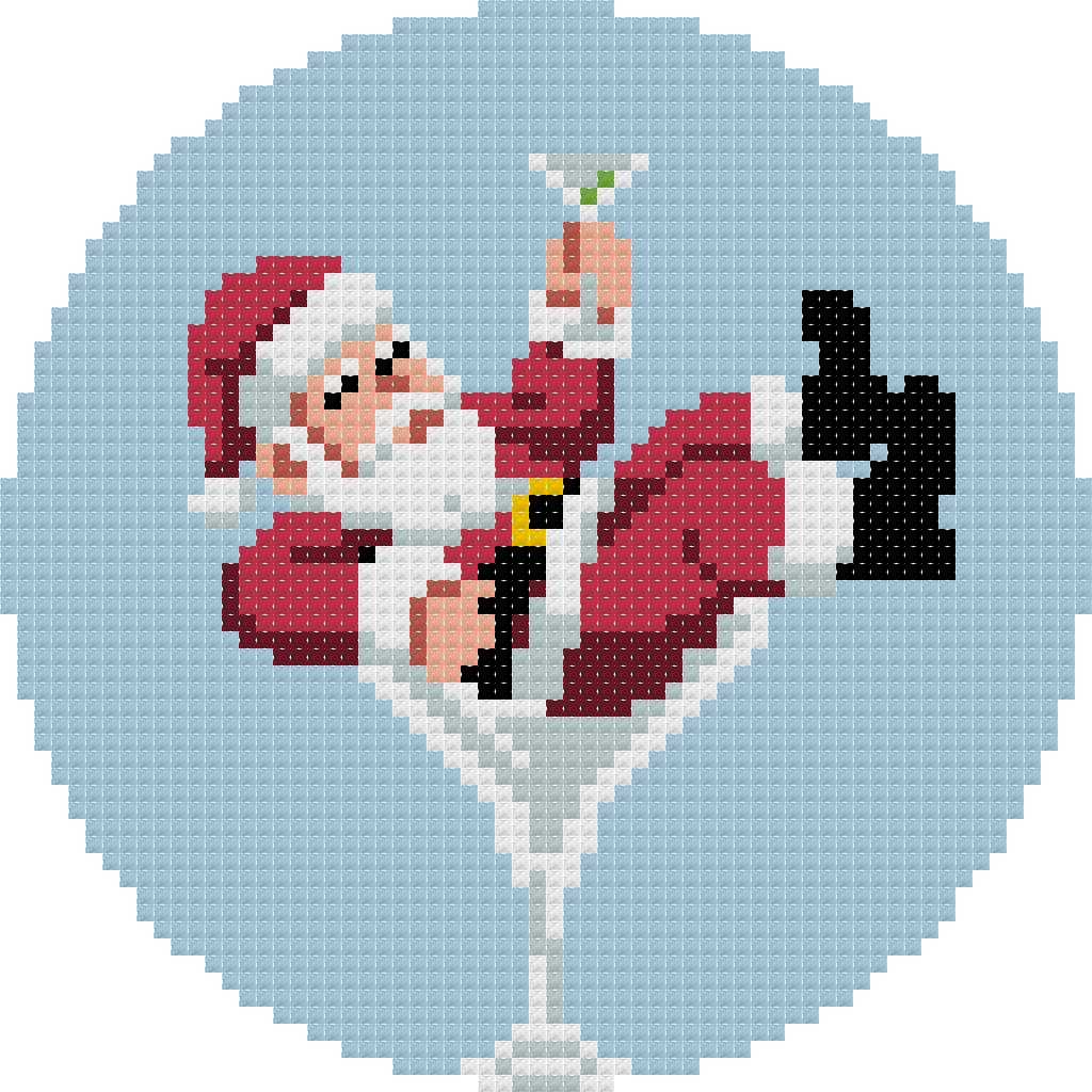 Santa Drinking a Martini Ornament