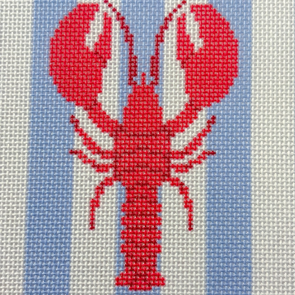 Lobster on Stripes Needlepoint Canvas