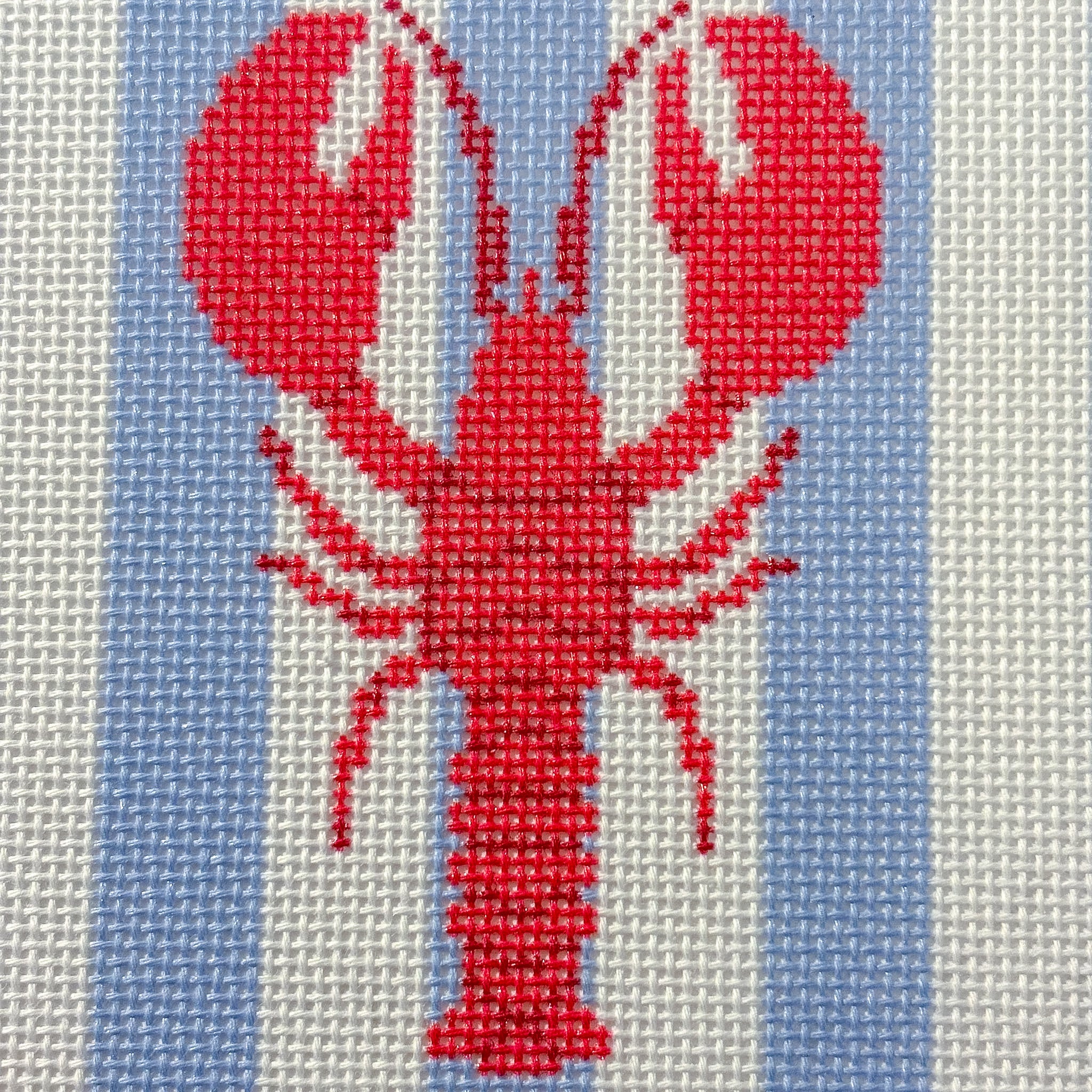 Lobster on Stripes Needlepoint Canvas