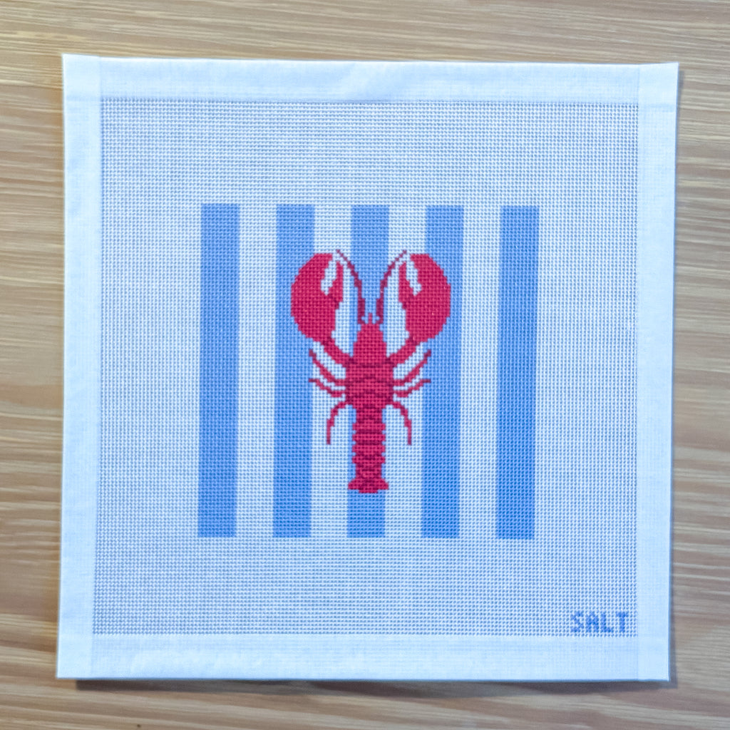 Lobster on Stripes Needlepoint Canvas