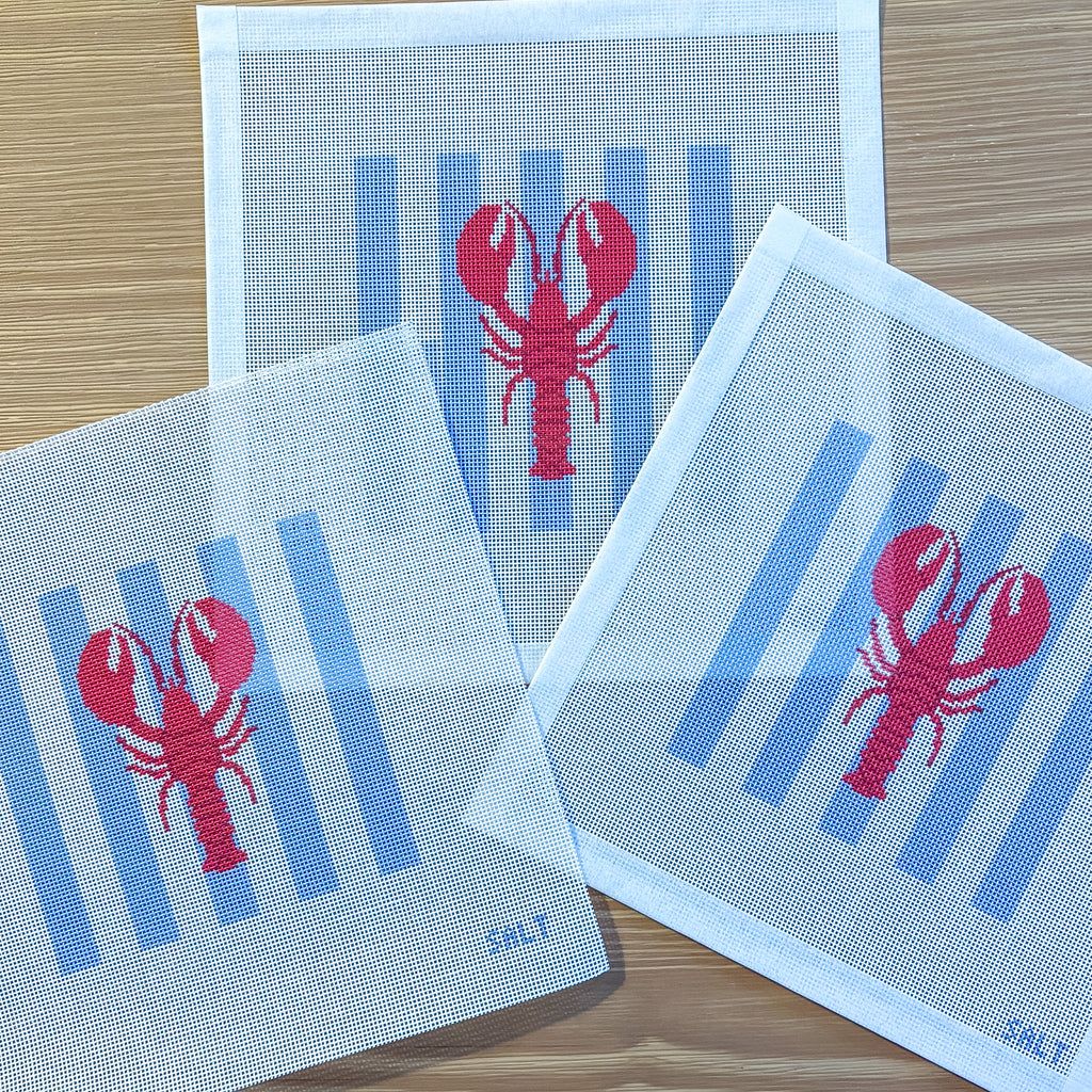 Lobster on Stripes Needlepoint Canvas