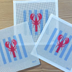 Lobster on Stripes Needlepoint Canvas