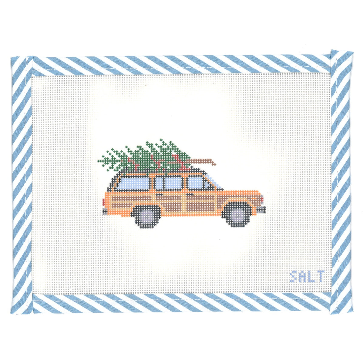 Vintage Woodie Wagon with Christmas Tree Needlepoint Canvas
