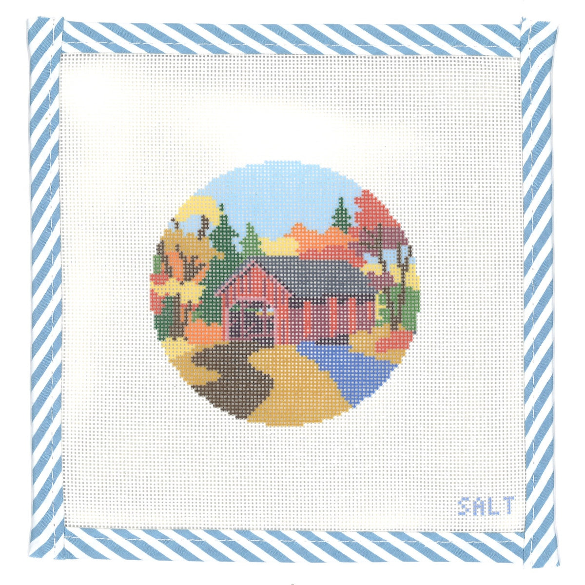 Covered Bridge (Large) Ornament Needlepoint Canvas