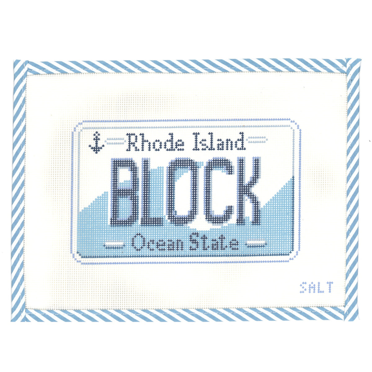 Block Rhode Island License Plate Needlepoint Canvas