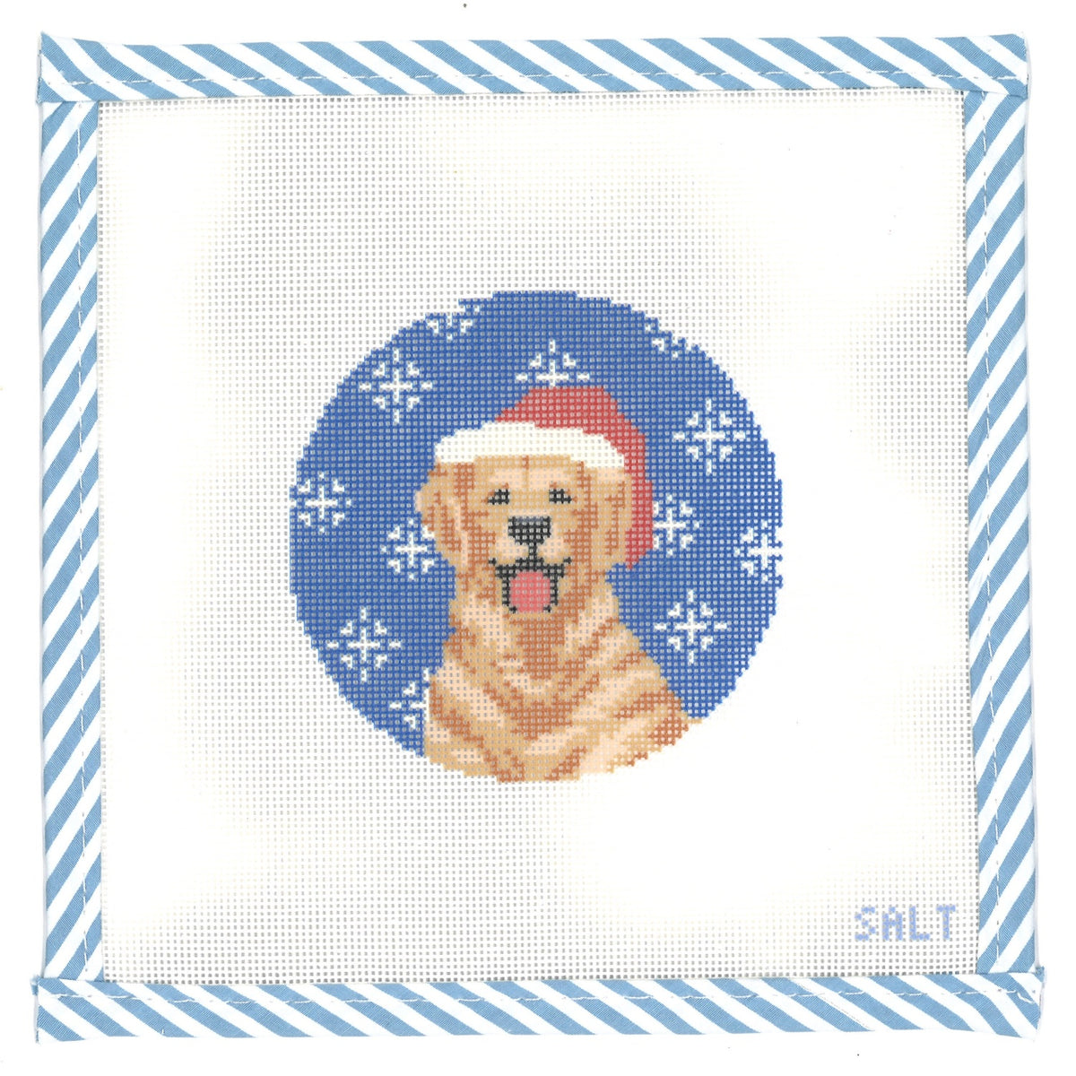Golden Retriever Christmas (Large) Ornament Needlepoint Canvas