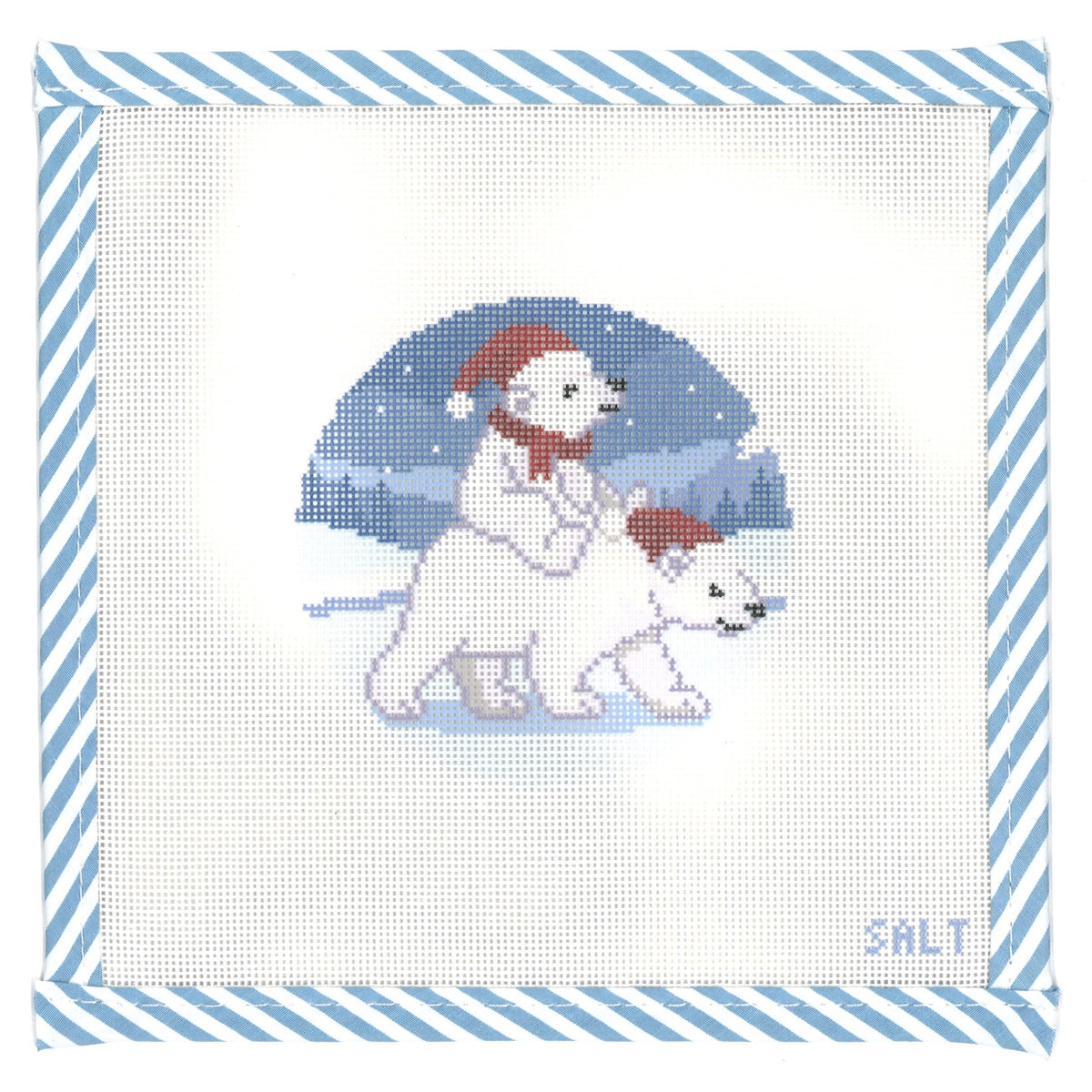 Polar Bears Christmas Ornament Needlepoint Canvas