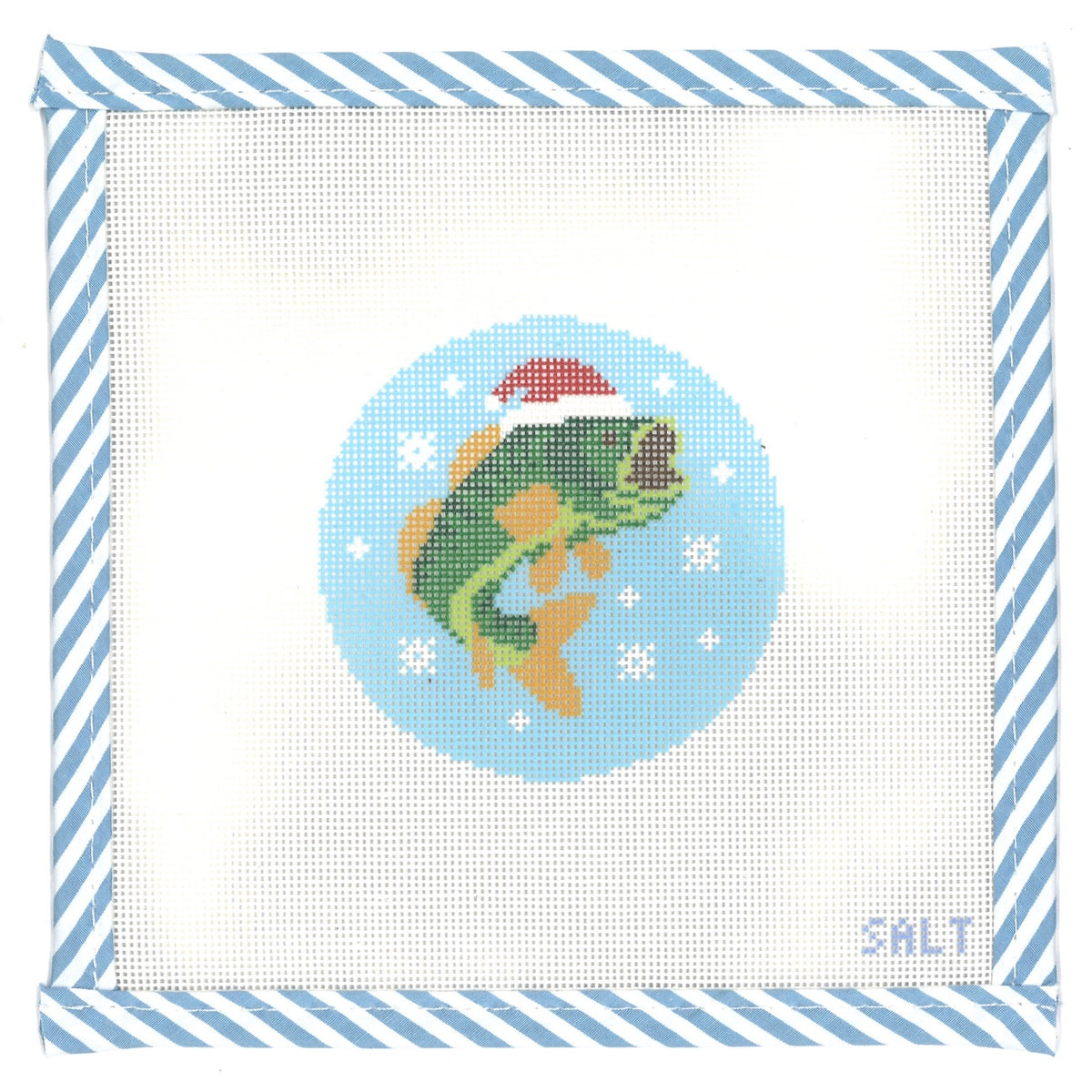 Jumping Bass Christmas Ornament Needlepoint Canvas