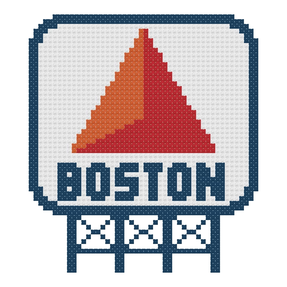 DIY Needlepoint Boston Sign | Digital Chart for Painting Your Own Canvas | Easy Needlepoint PDF | Instant Download | 18 Mesh